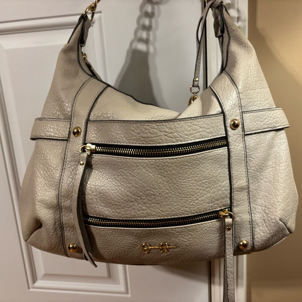 Jessica Simpson Cream Hobo Bag with Gold Accents - Picture 3 of 16